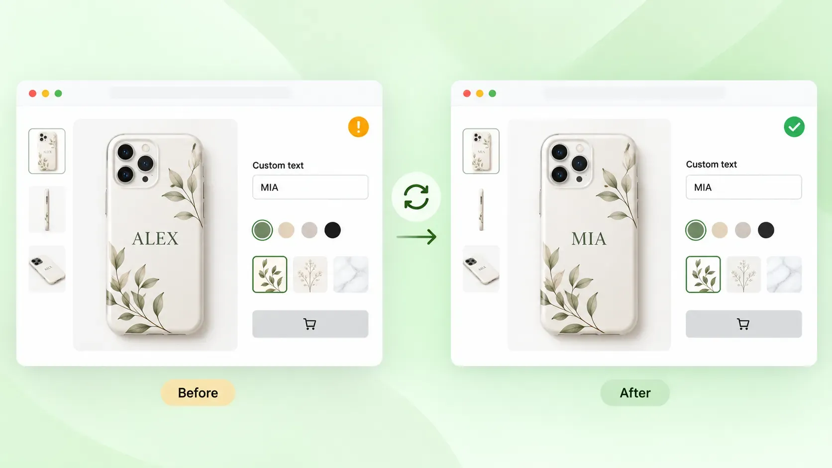 Shopify product options live preview not updating after an option change